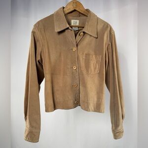 Vintage Y2K GAP Sueded Pigskin Button Jacket in Light Brown Size XS